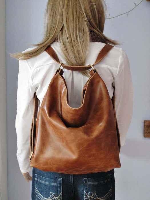 Wholesale Handbag PU Retro Oil Wax Leather Large Capacity Backpack JDC-HB-Mingg005