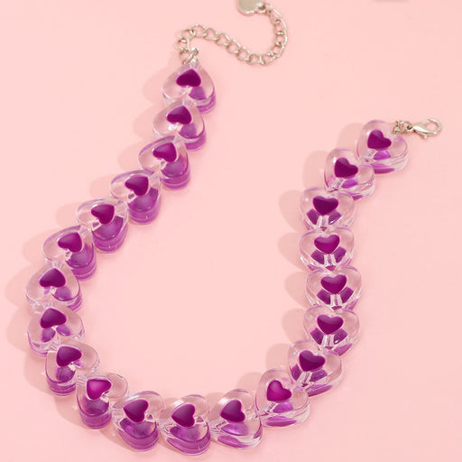 Jewelry WholesaleWholesale drop oil colorful heart-shaped beads clavicle chain acrylic Necklace JDC-NE-YeB007 Necklaces 烨贝 %variant_option1% %variant_option2% %variant_option3%  Factory Price JoyasDeChina Joyas De China