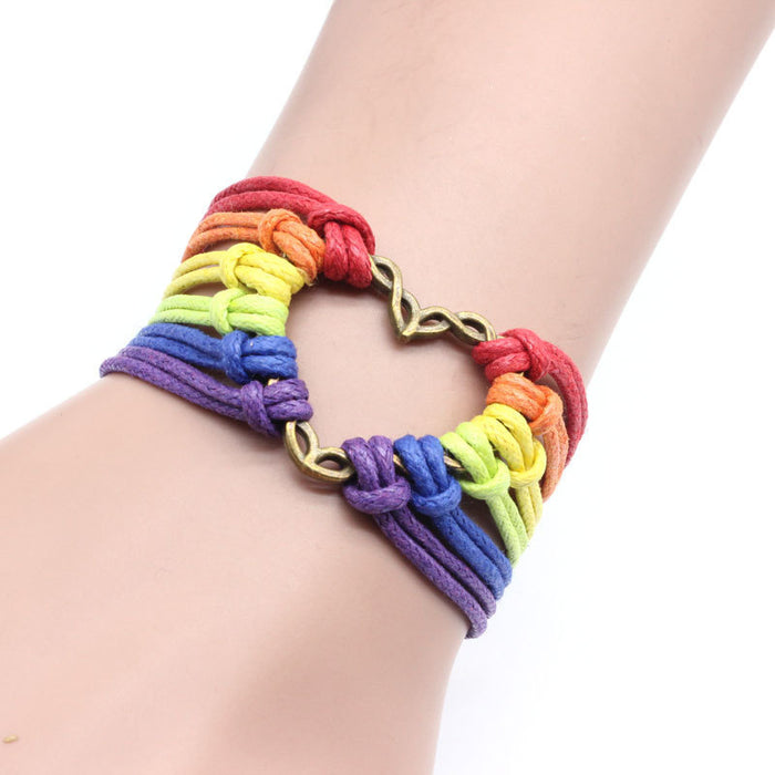 Wholesale LGBT Women's Bracelet Handmade Covenant LGBT Comrade Rainbow Color JDC-BT-HanJ036