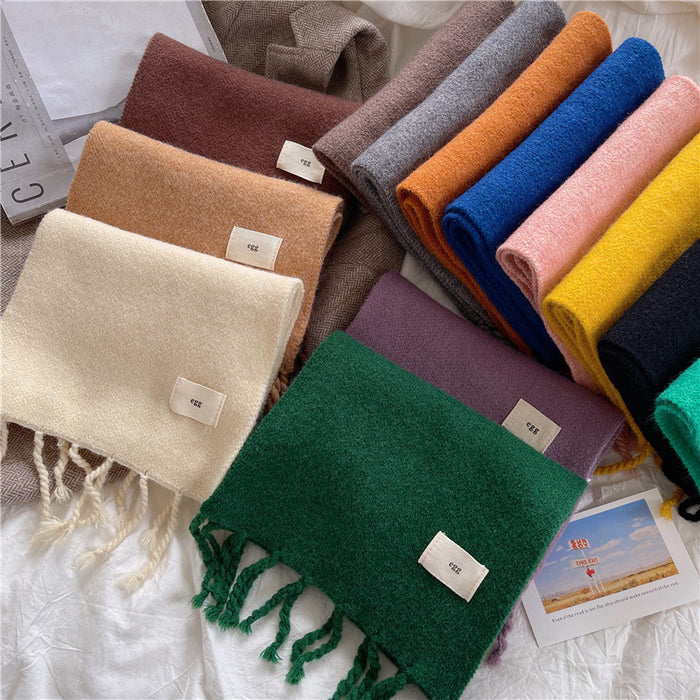 Bufanda al por mayor de algodón acrílico etiqueta de color sólido Knit Sports Warm Invierno JDC-SF-Shier002