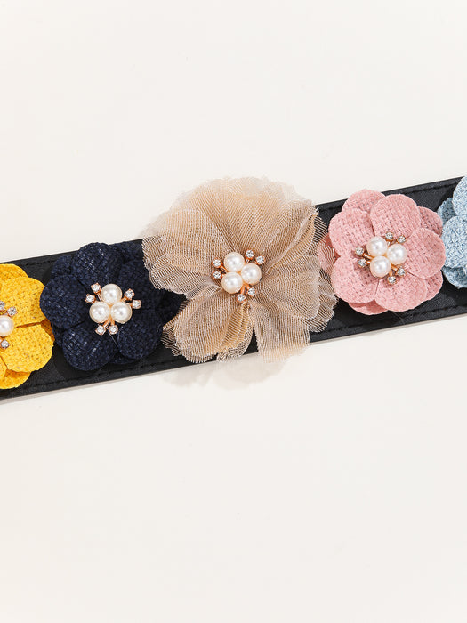 Wholesale Elastic Girdle Flower Pearl Belt JDC-WB-SuiY003