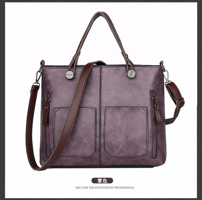 Wholesale Shoulder Bag PU Double Pocket Oil Leather Portable Diagonal Bag JDC-SD-Niou006