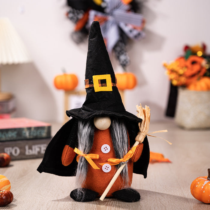 Wholesale Ornament Cloth Halloween Pumpkin Broom Point Hat Witch JDC-OS-HB001