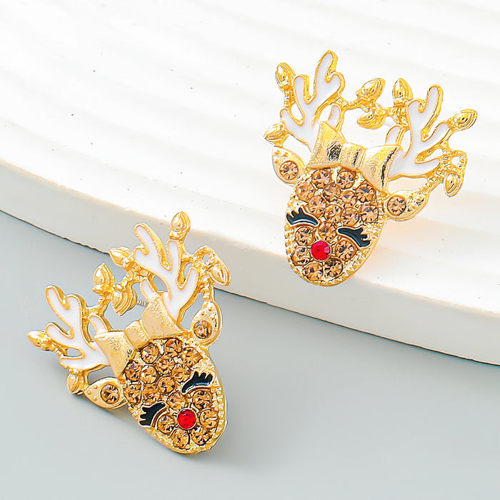 Wholesale Earrings Alloy Christmas Diamond Elk Earrings JDC-ES-JL1046