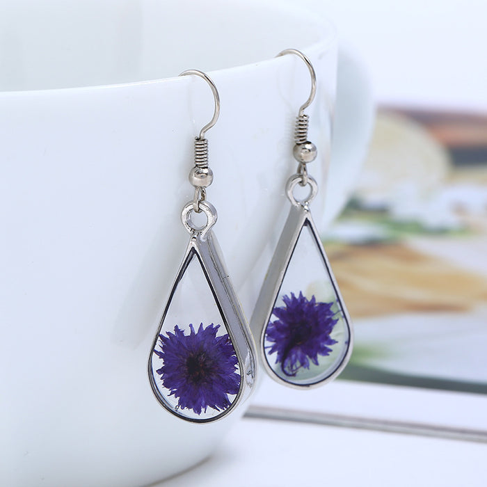 Wholesale Natural Dried Flowers Handmade Epoxy Necklace Earrings Combination JDC-ES-byi005