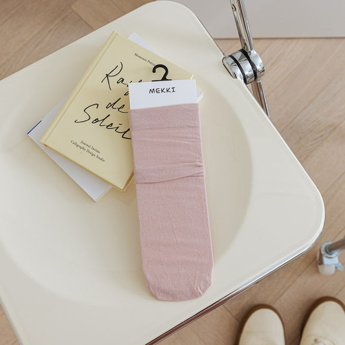 Al por mayor primavera y verano, nuevo color sólido, calcetines de algodón de tubo fino básico de femenina JDC-SK-JXIN006