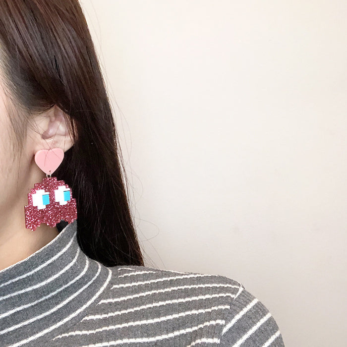 Wholesale Earrings Pixel Wind Acrylic Cute Cartoon MOQ≥2 JDC-ES-MOSHU037