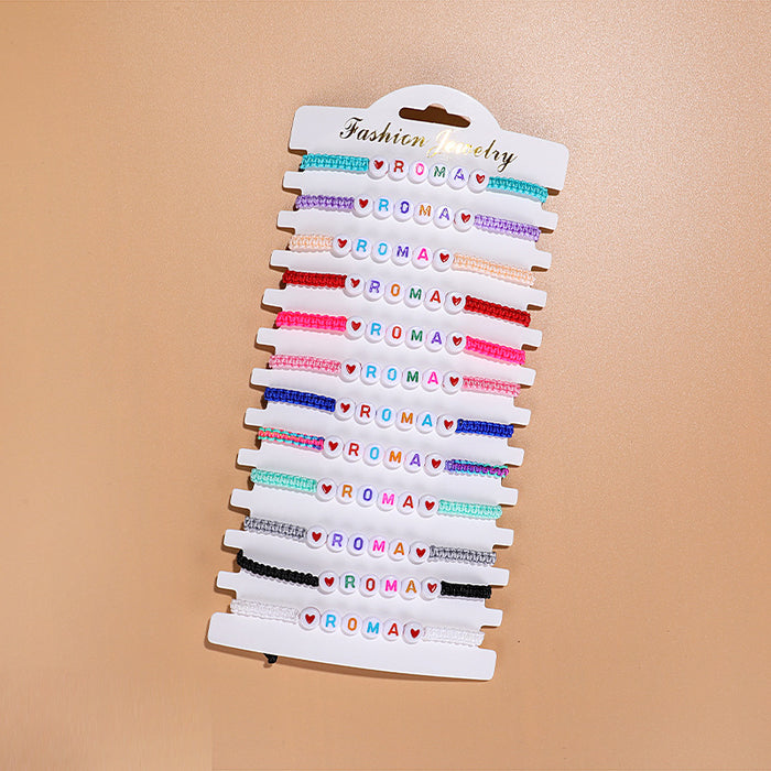 Wholesale Acrylic 26 Letter Braided Set Adjustable Colorful Braided Rope Bracelet JDC-BT-ZengZ010