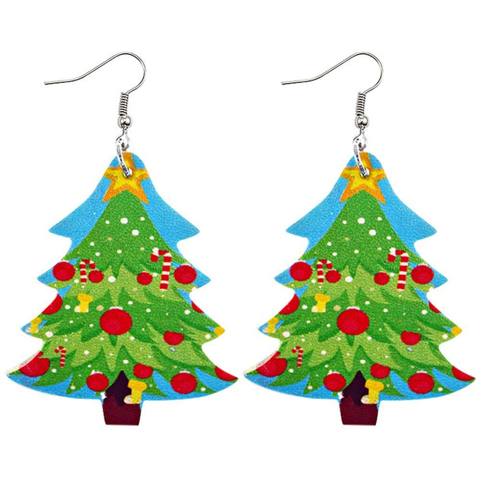 Wholesale Earrings Leather Christmas Tree Snowflake Elk MOQ≥2 JDC-ES-PuCi006