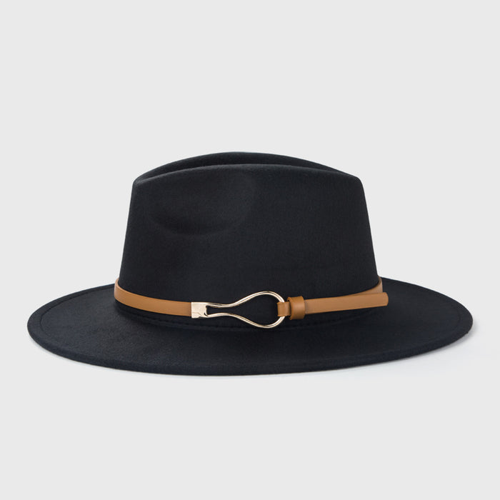 Wholesale retro woolen hats men and women monochrome belt accessories felt hats MOQ≥2 JDC-FH-YuGe001
