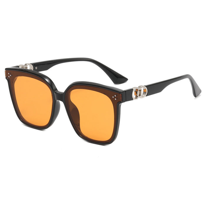 Gafas de sol de color naranja retro al por mayor Protección de UV de marco grande JDC-SG-MIM001