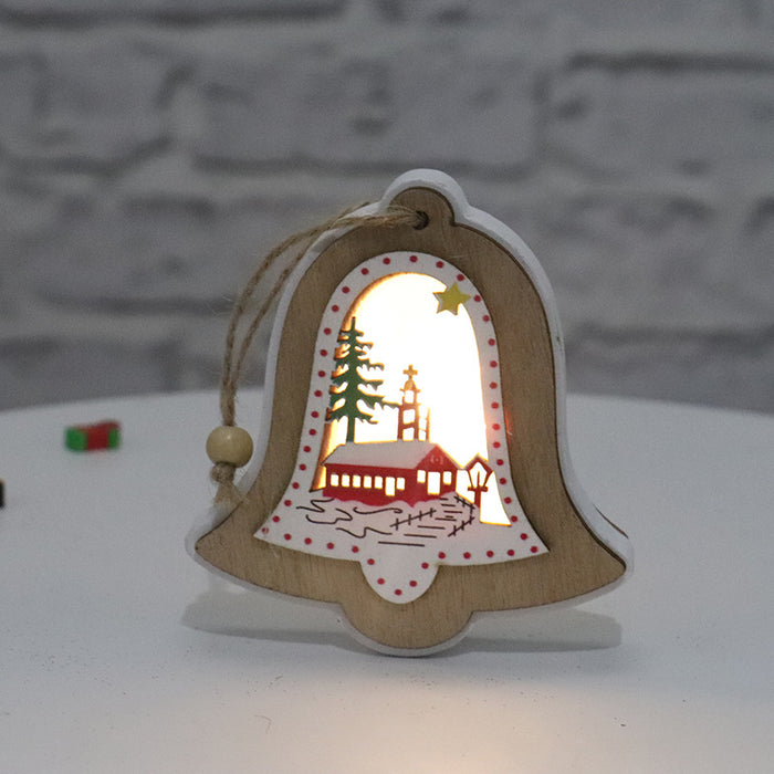 Decoración navideña al por mayor colgante de madera GLOW con luces JDC-DCN-Jinhao001