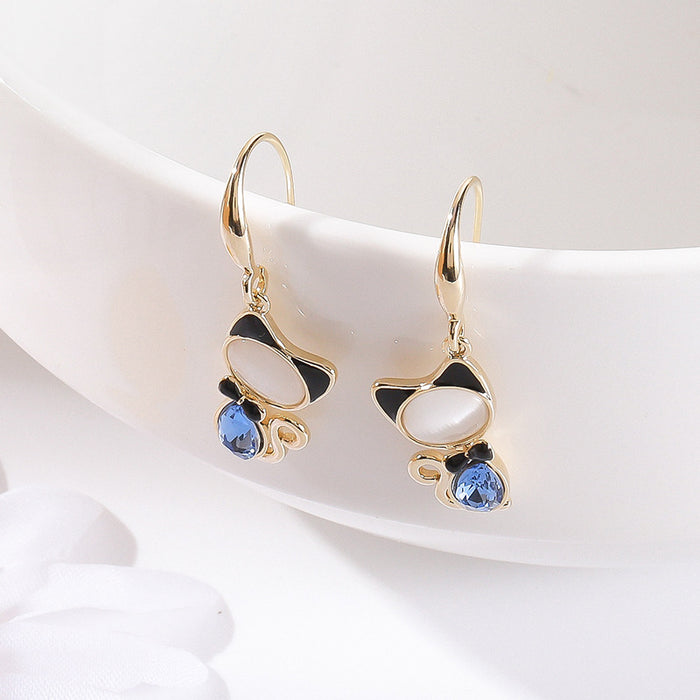 Wholesale earrings opal crystal ear hook fashion handmade oil drop earrings JDC-ES-lianxin003