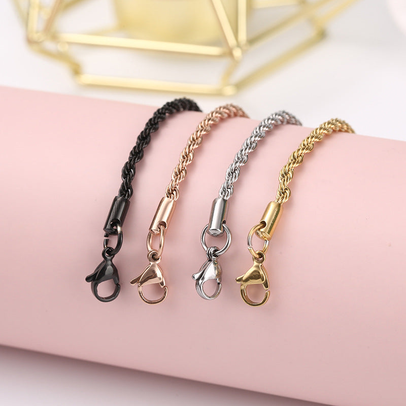 Wholesale stainless steel twist chain men's chain jewelry clavicle ...