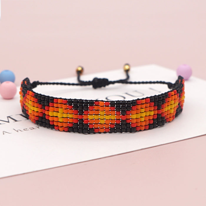Wholesale Bracelet Glass Rice Beads Hand Woven Wide JDC-BT-GBH131
