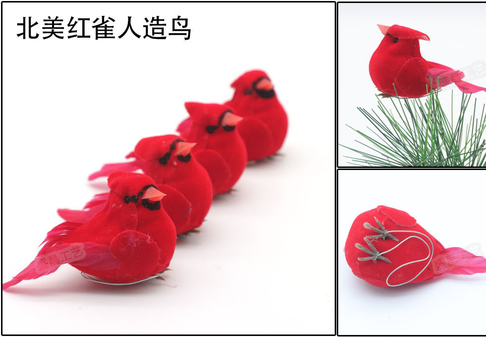 Wholesale Decorative Foam Mini Simulation Cardinal Bird Christmas Tree Ornament MOQ≥12 JDC-DCN-ShengC001
