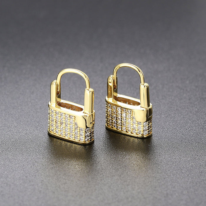 Jewelry WholesaleWholesale full diamond small lock earrings JDC-ES-ZY004 Piercing 佐伊凯丽 %variant_option1% %variant_option2% %variant_option3%  Factory Price JoyasDeChina Joyas De China