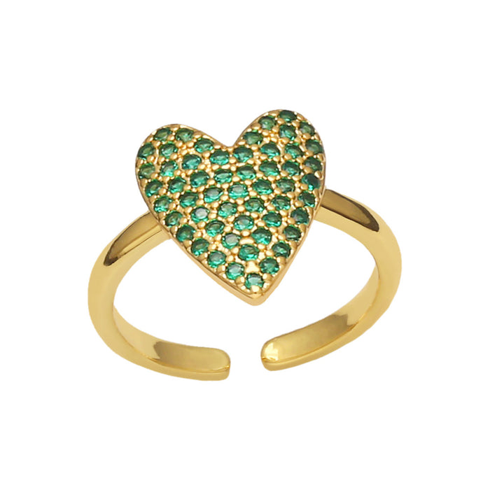 Anillo al por mayor de cobre chapado en dorado 18K Color Color Heart forma de corazón JDC-Premas-RS-022