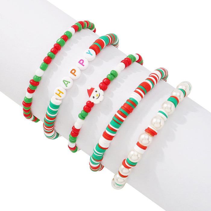 Wholesale Bracelet Clay Imitation Pearl Resin Christmas JDC-BT-QianDi002