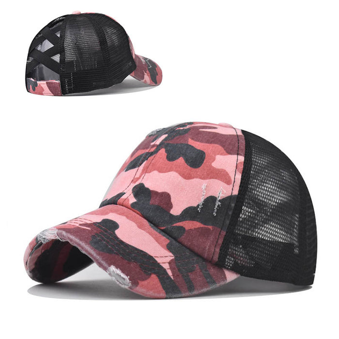 Wholesale cotton back open ponytail hat ponytail camouflage baseball cap MOQ≥2 JDC-FH-EXu007