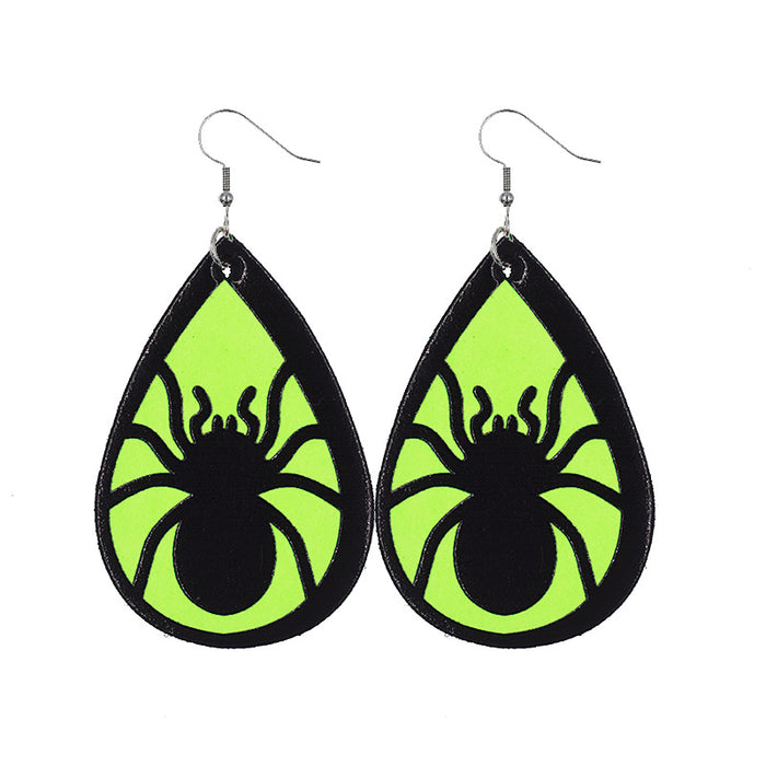 Wholesale Earrings Halloween Leather Earrings Spider Web Witch MOQ≥2 JDC-ES-zuol010