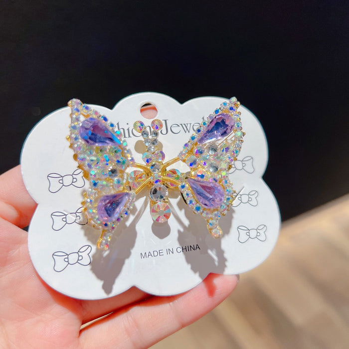 Wholesale Hair Clips Alloy Rhinestone Spring Butterfly JDC-HC-WEID001