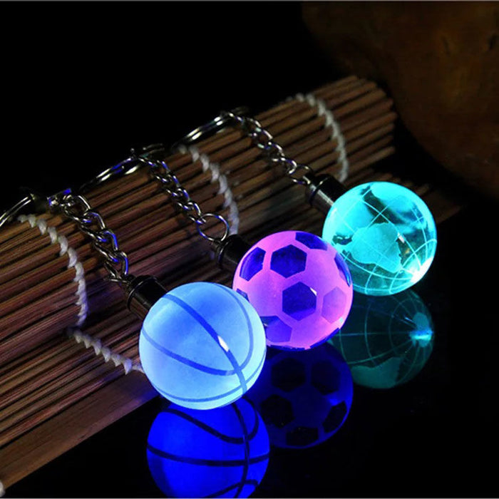 Wholesale Keychains Crystal Glowing Basketball Soccer Earth JDC-KC-YanHong001