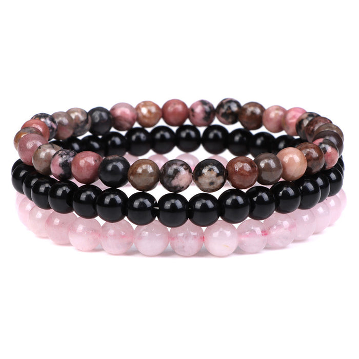 Wholesale Natural Pink Crystal Agate Stone Combination Set Elastic Bracelet JDC-BT-YinY009