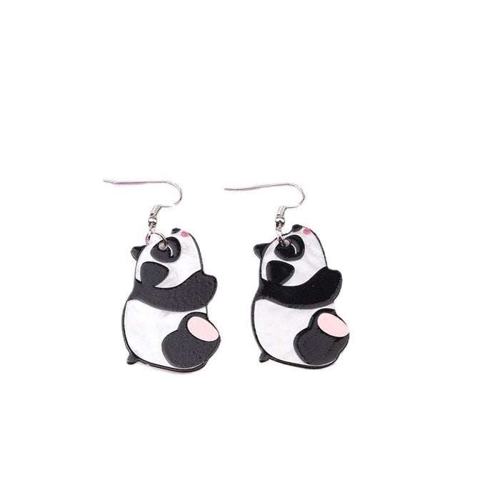 Wholesale Cute Giant Panda Acrylic Embossed Print Stud Earrings JDC-ES-DUAI022