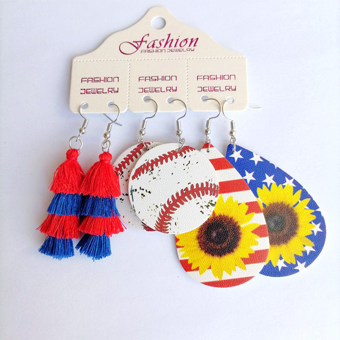 Wholesale earrings sports baseball sun flower drop earrings MOQ≥3 JDC-ES-heyi013