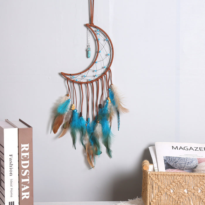Wholesale Dream Catcher Feather Star Moon Turquoise MOQ≥2 JDC-DC-MengS053