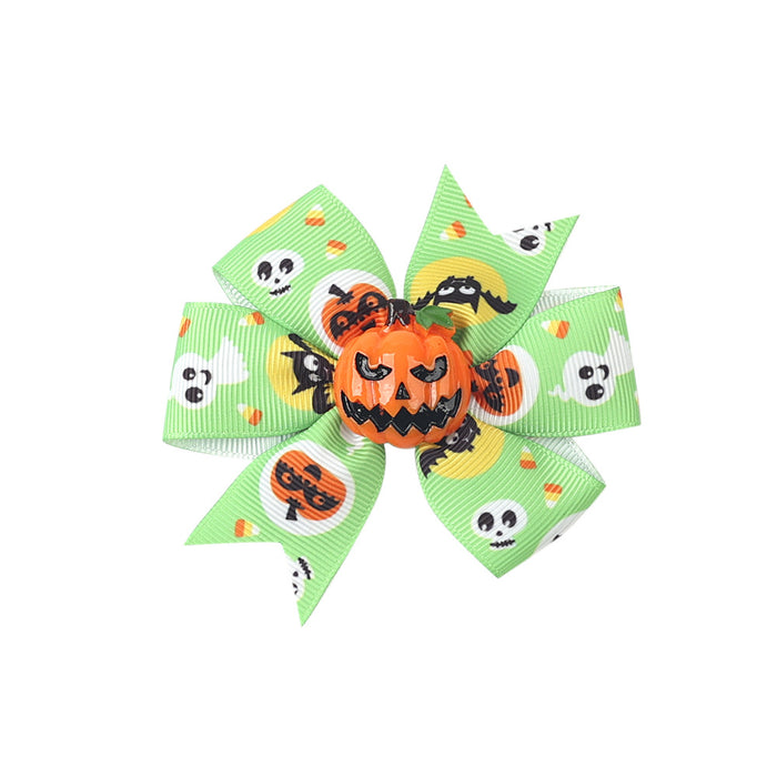 Wholesale Children's Hair Clip Halloween Bat Bow Pumpkin Head JDC-HC-qiun007