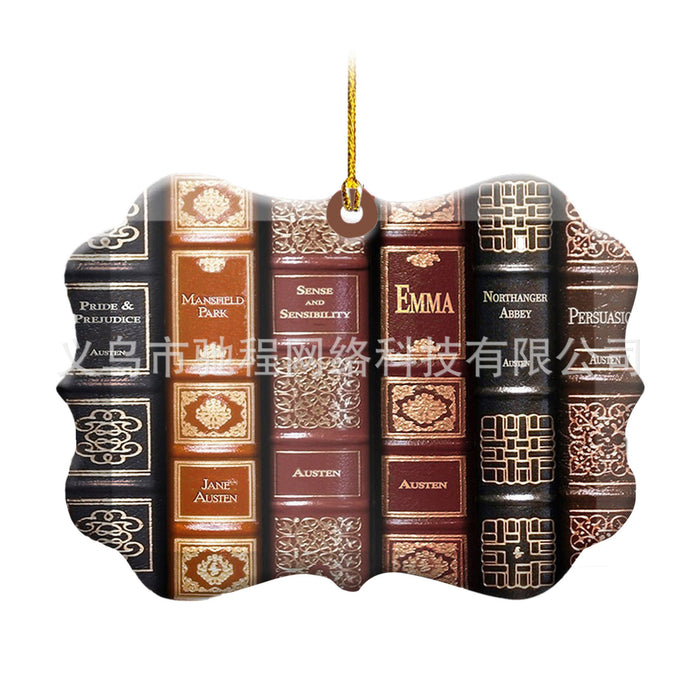 Wholesale Book Pendant Reading Lovers Christmas Tree Decoration Acrylic MOQ≥2 JDC-DCN-ChiC003