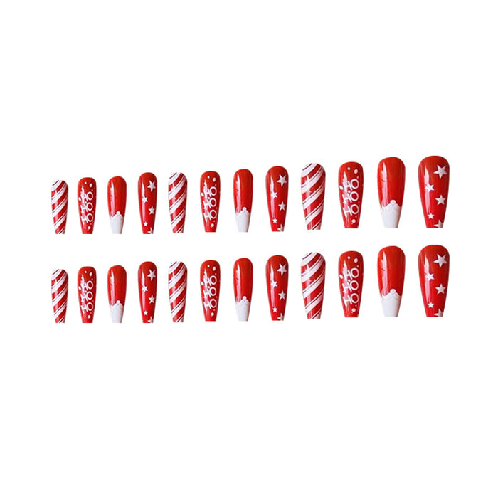 Patches de arte de uñas largas al por mayor 24 piezas de Navidad en caja PVC MOQ≥3 JDC-NS-FENGL001