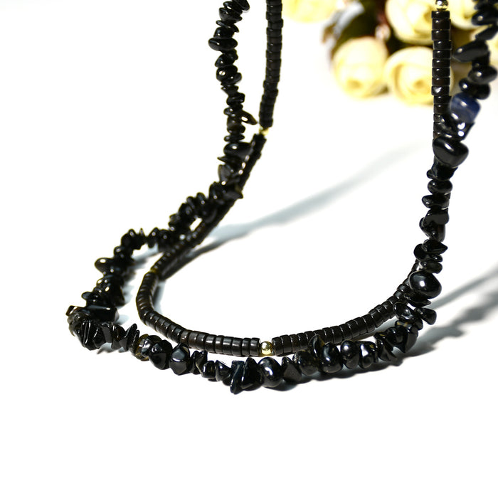 Wholesale Necklace Black Onyx Vintage Handmade Beaded Stacked Clavicle Chain JDC-NE-YouF004