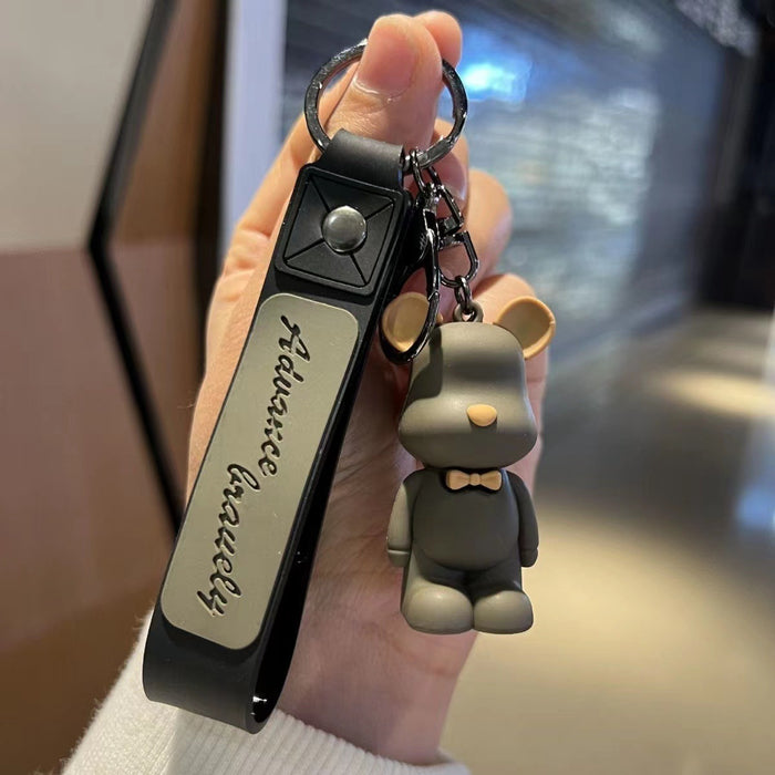 Wholesale Keychain Silicone Cute Bow Tie Glass Bear MOQ≥10 (F) JDC-KC-JuM004