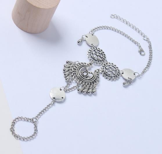Wholesale Simple Flower Hollow Carved Drop Shaped Tassel Anklet JDC-AS-LiangY002