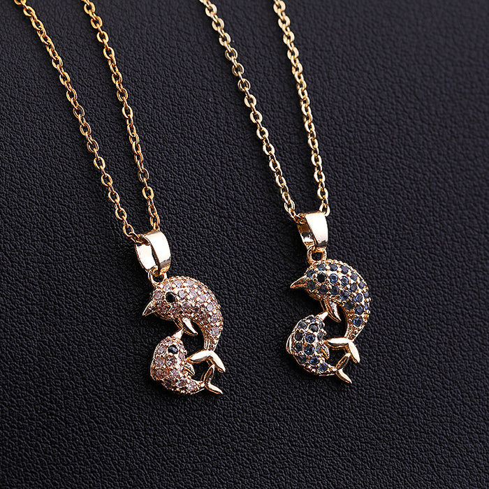 Jewelry WholesaleWholesale Colored Zircon Clavicle Chain Cute Dolphin Sweater Chain Women JDC-NE-ShangY007 Necklaces 尚易 %variant_option1% %variant_option2% %variant_option3%  Factory Price JoyasDeChina Joyas De China