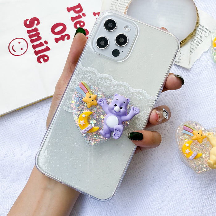Wholesale Grips Glitter Sequins Rainbow Bear Phone Holder Mobile Phone Holder JDC-PS-Baiying016