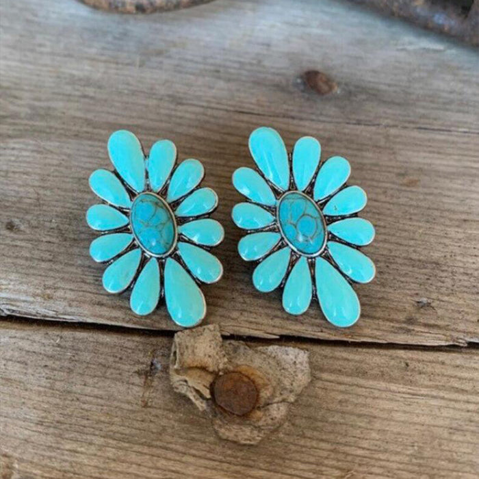 Wholesale Earrings Alloy Pine Oil Painting Flower Exaggeration JDC-ES-Saip088