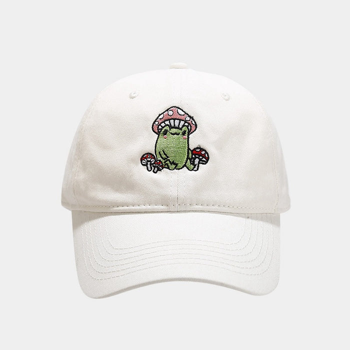 Wholesale Cartoon Frog Mushroom Embroidery Cotton Baseball Cap MOQ≥2 JDC-FH-LvYi013