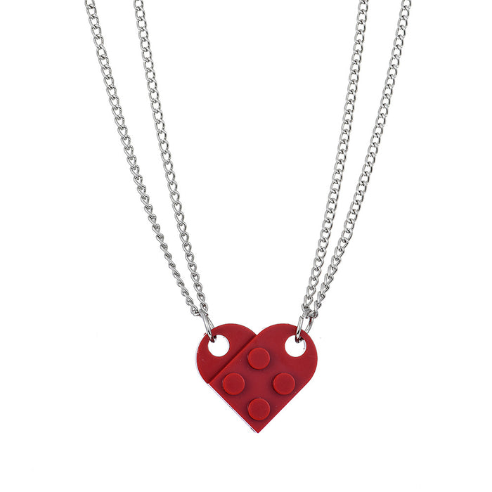 Wholesale Heart Necklace Can Splicing Split Block Pendant Necklace JDC-NE-YiD034
