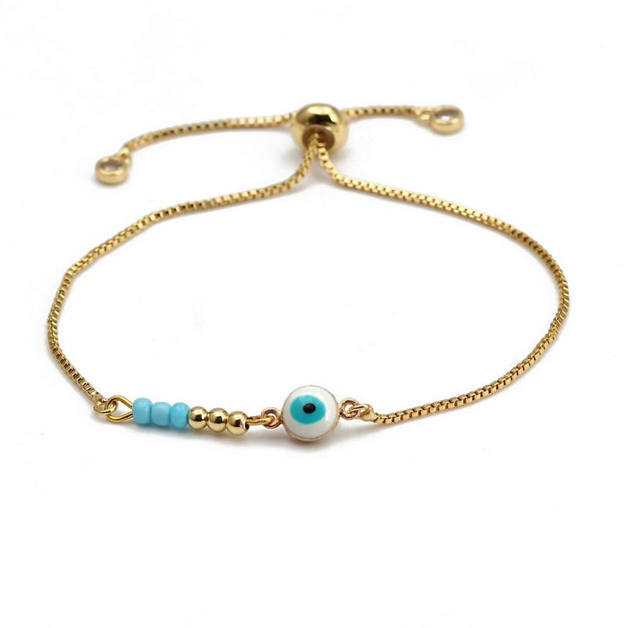 Wholesale Blue Eyes Copper Bead Braided Adjustable Bracelet JDC-BT-YingH013