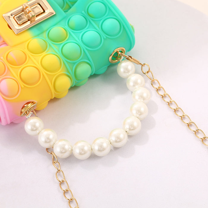 Wholesale Wallet Silicone Children Pearl Portable Coin Purse Double Sided Diagonal MOQ≥3 JDC-WT-YiiLai002