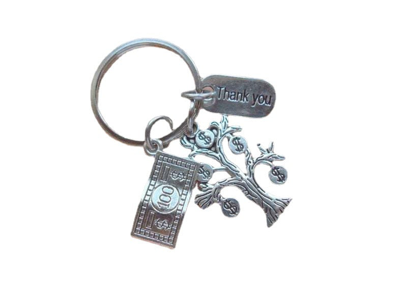 Wholesale Keychains Metal Dollar Money Tree thank you MOQ≥3 JDC-KC-HHSJ001