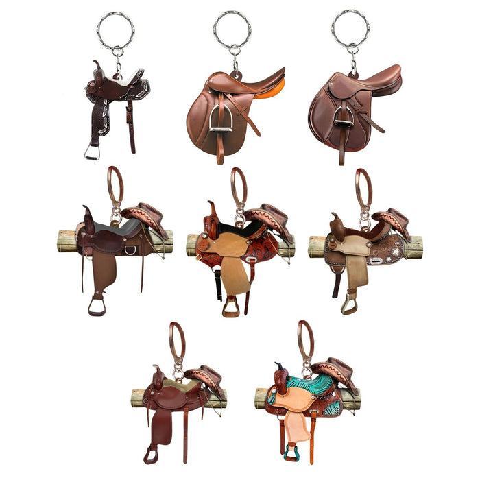 Wholesale Keychain Acrylic Western Cowboy Saddle Keychain MOQ≥5 JDC-KC-ChiC001