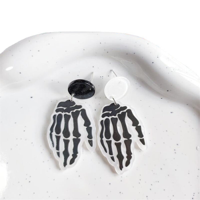 Wholesale Earrings Acrylic Halloween Black & White Graffiti JDC-ES-FX021