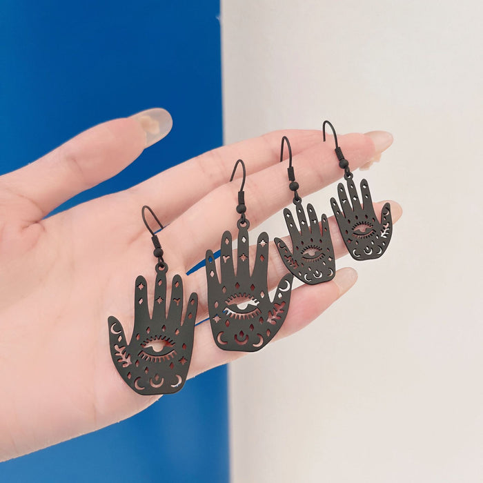 Wholesale Earrings Metal Cutout Palm Devil Eyes JDC-ES-AiMei026