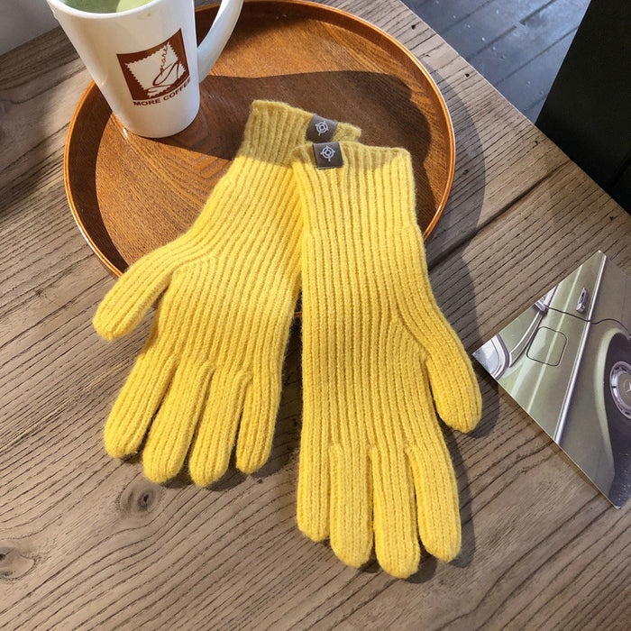 Wholesale Gloves Polyester Warm Solid Color Knit Touch Screen JDC-GS-YanD004