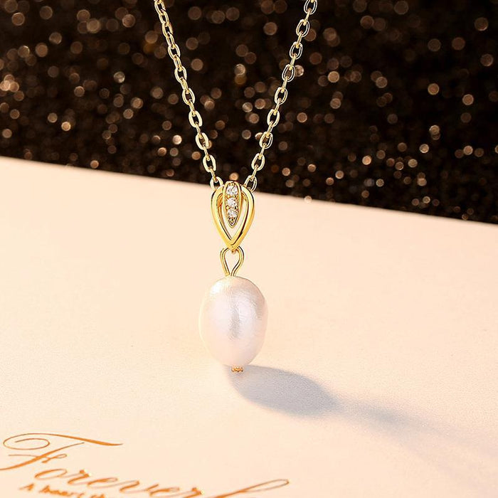 Wholesale Necklaces Copper Plated Gold Pearl Design Sense Elegance JDC-NE-BeiF005